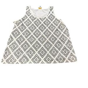 EUC Ruby Rd. White and silver sequin Geometric Tank Top XL